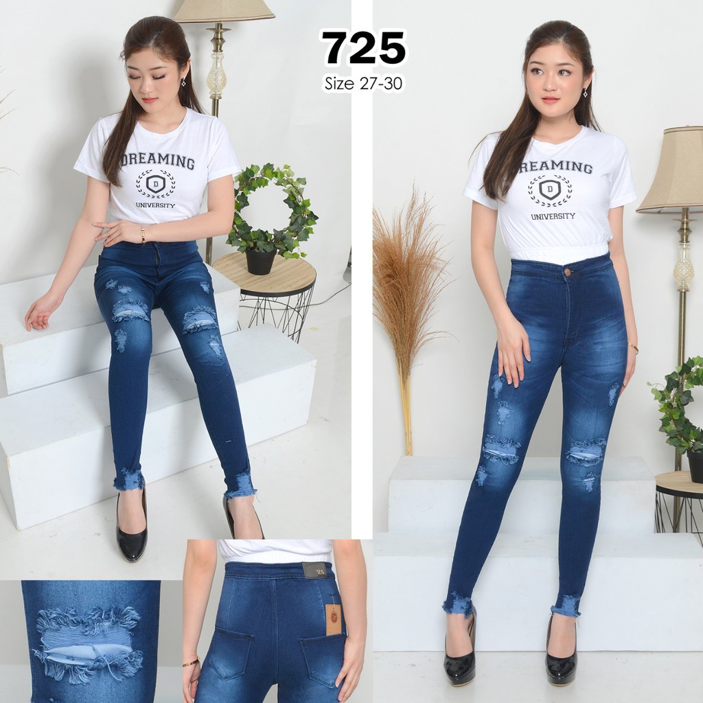 Highwaist Sobek Jeans / Highwaist Sobek / Celana Pinggang Tinggi / Haiwes Jeans / Highwaist Ripped