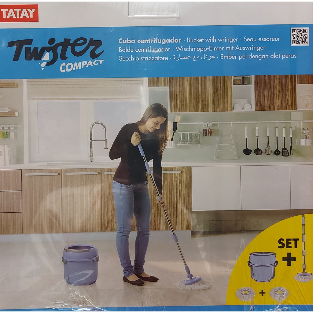 ALAT PEL PUTAR TATAY / MOP BUCKET TWISTER BLUE / SET PEL COMPACT 13L