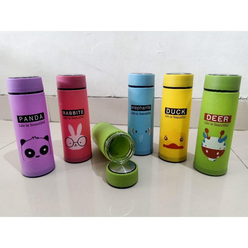 Botol Minum Kaca unik motif cactus/animal/kaktus 400 ml
