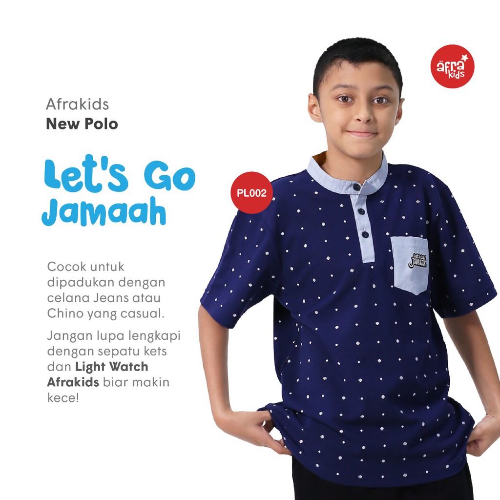 T-Shirt Polo AFRAKIDS untuk 2-12 th,  PL001 White, PL002 Navy,  Ada PROMO LAUNCHING nya.............