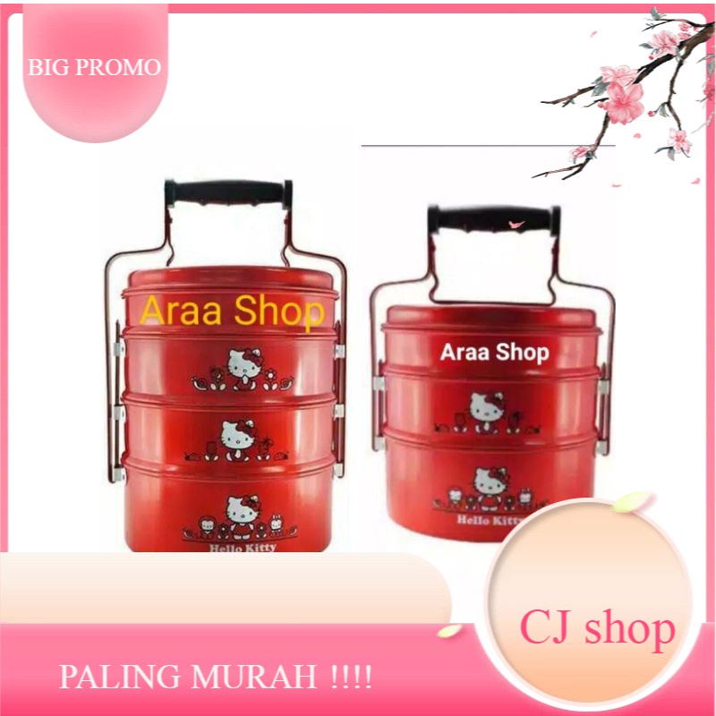 MASPION Rantang Tenong Hello Kitty 24/3 & 24/4 24 cm Susun 3 & 4 Food Carrier Rantang Besar Merah Al