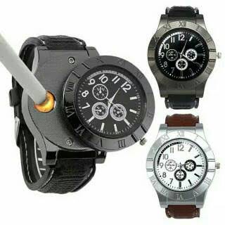 Jam Tangan Pria Anti Air Murah 2in1 Korek Api Rokok Lighter Charger USB dan Praktis buat Travelling6