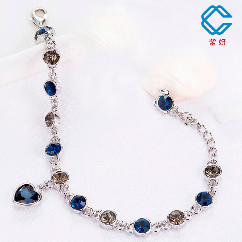 Gelang Rantai Wanita TITANIC Heart of Ocean Love Hati Biru Fashion Women Bracelet Bangle Permata