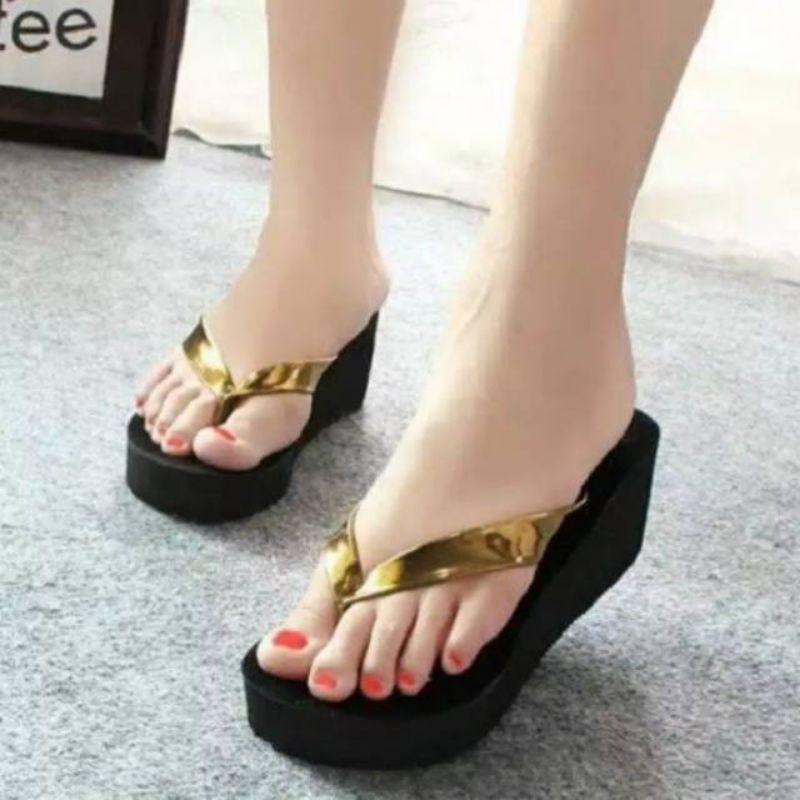 Sandal Spon Wedges Jepit Polos