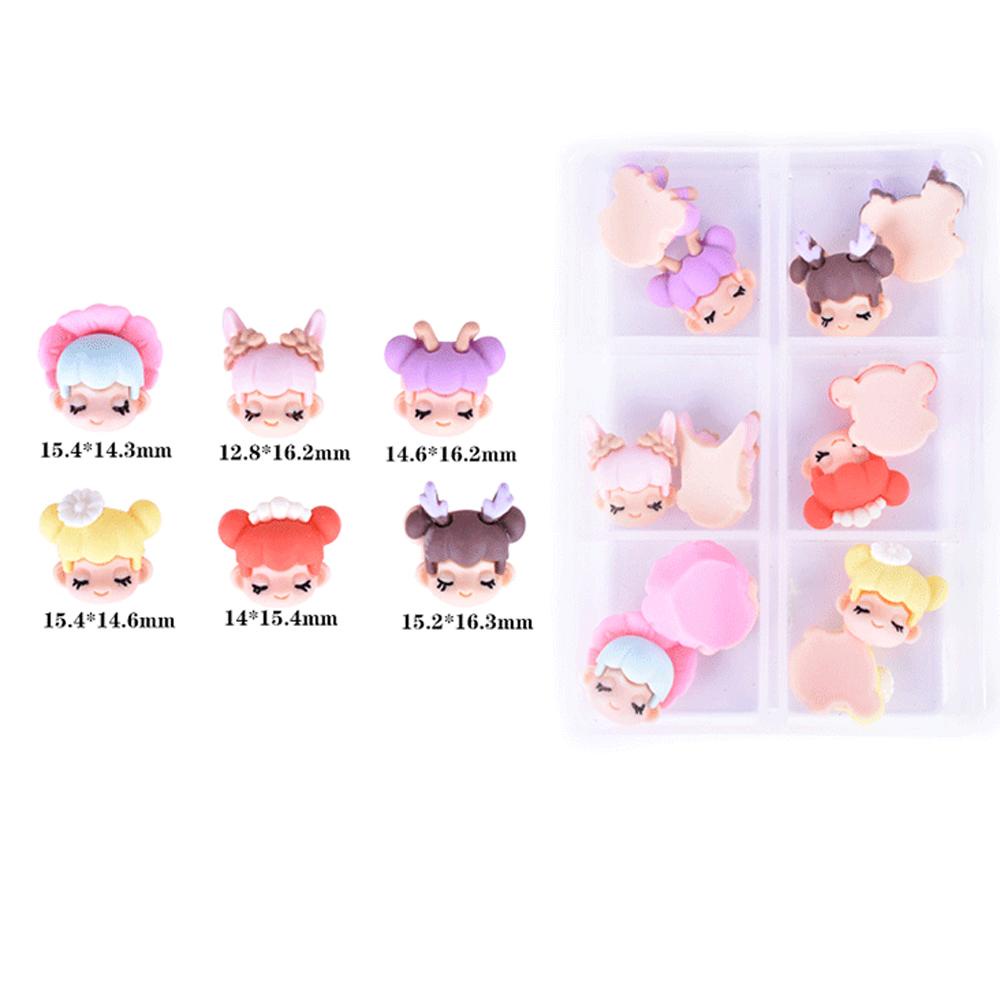 Mxbeauty 3D Dekorasi Nail Art Resin Gadis Unicorn Manicure Aksesoris Scrub Matte Bear DIY Ornamen