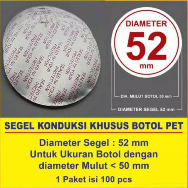 

SEGEL BOTOL SAMBEL / Sambal Diameter 52 mm Segel botol Pet Sambal, Alumunium Ukuran 5cm, isi 100 pcs
