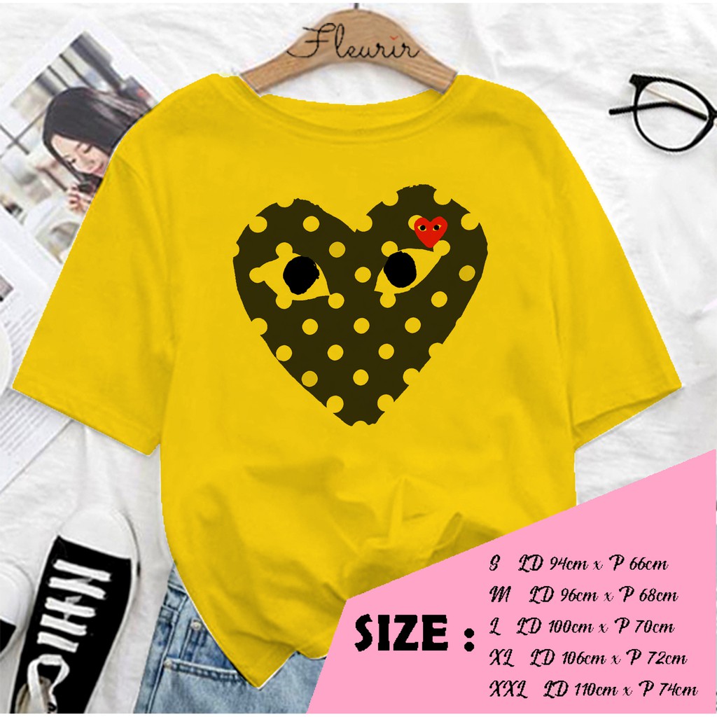 FLEURIR - KAOS CDG POLKADOT WANITA DEWASA LENGAN PENDEK TEE UNISEX PRIA