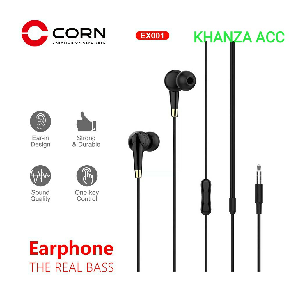 KHANZAACC Earphone Corn EX001 The Real Bass Wired Headset