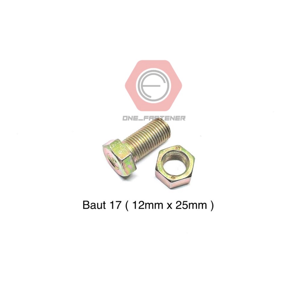 Baut Mur M12x25 Kuning M12 Kunci 17 BMK 2.5cm 12mm 12x25