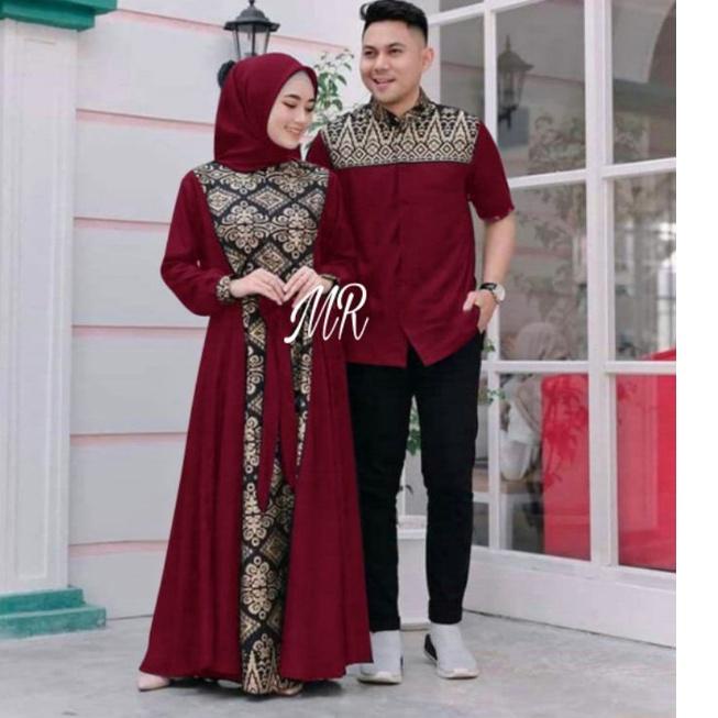 T-67 Gamis Batik Kombinasi Polos  2022 Modern Couple Baju Muslim Pasangan Berkualitas Murah Busana Muslim Pasangan Gamis Set Baju Pasangan Baju Pasangan Suami Istri Terbaru Gamis Cople Pasangan Suami Istri Couple Pasangan Couple Suami Istri IRWANSYAH [26]