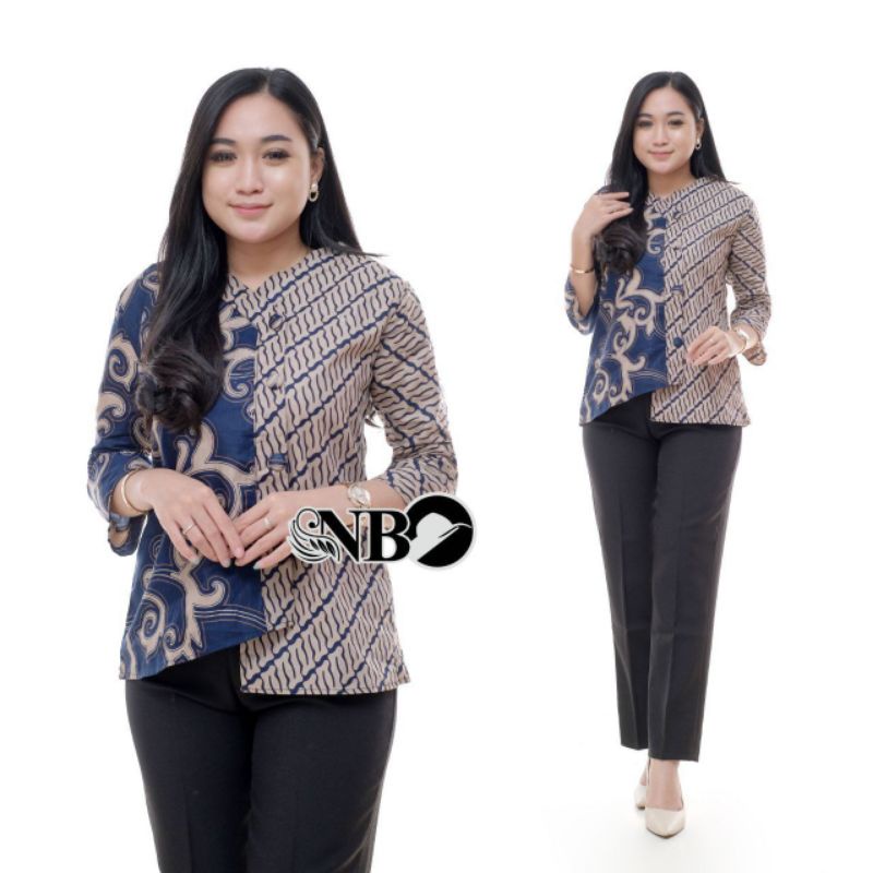 ATASAN BATIK WANITA MODERN BAJU BATIK KANTOR WANITA COUPLE BATIK NEW HEM BLUS BLOUSE TRENDING INTERNATIONAL COUPLE SERAGAM TERLARIS [AUFFAMART]PD2-new 12