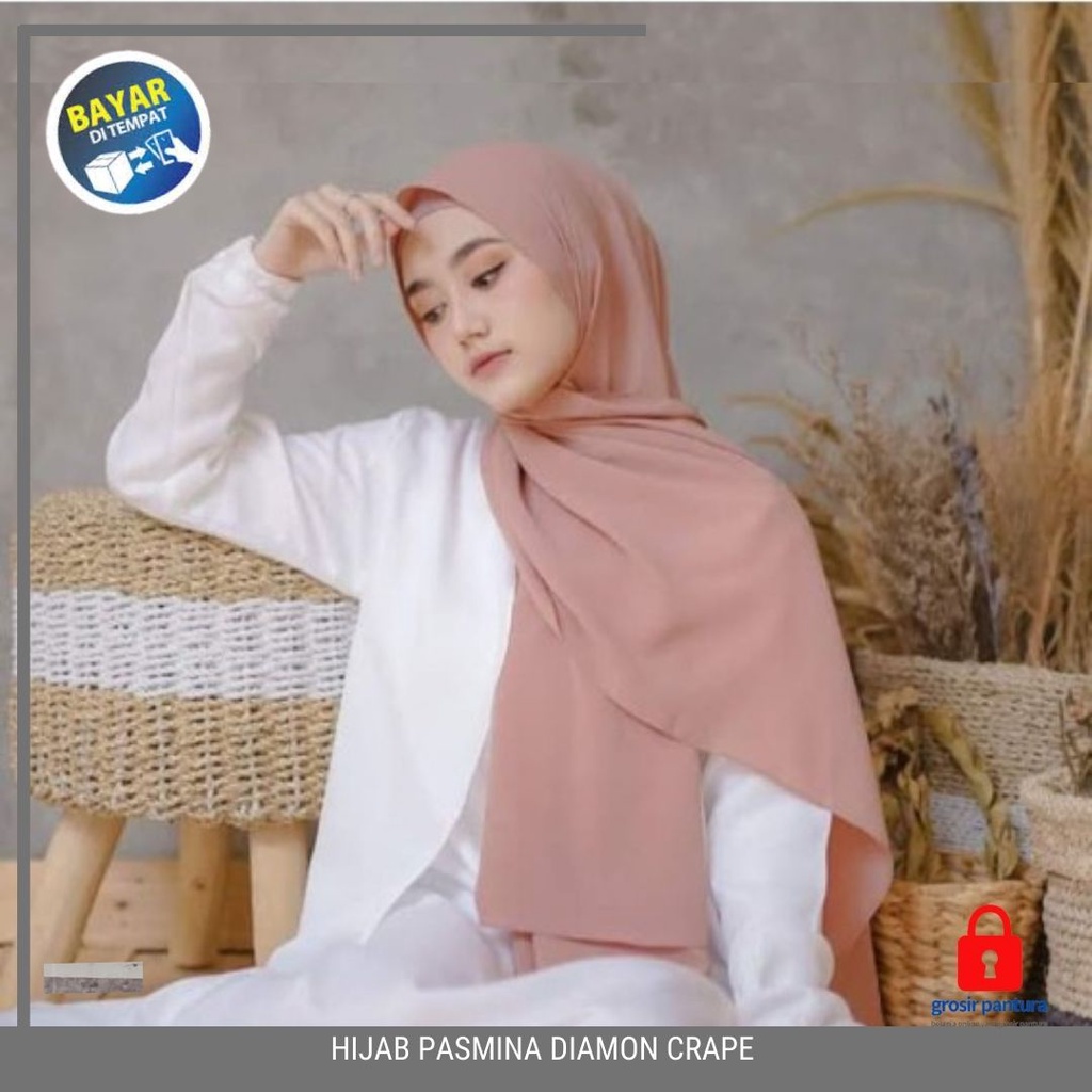 Hijab Pasmina Diamon Crape Terbaru / Jilbab Wanita Dewasa Kekinian