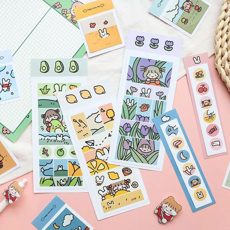 

1set stiker deco planner cute girl aesthetic, journal, diary dan scrabbooking