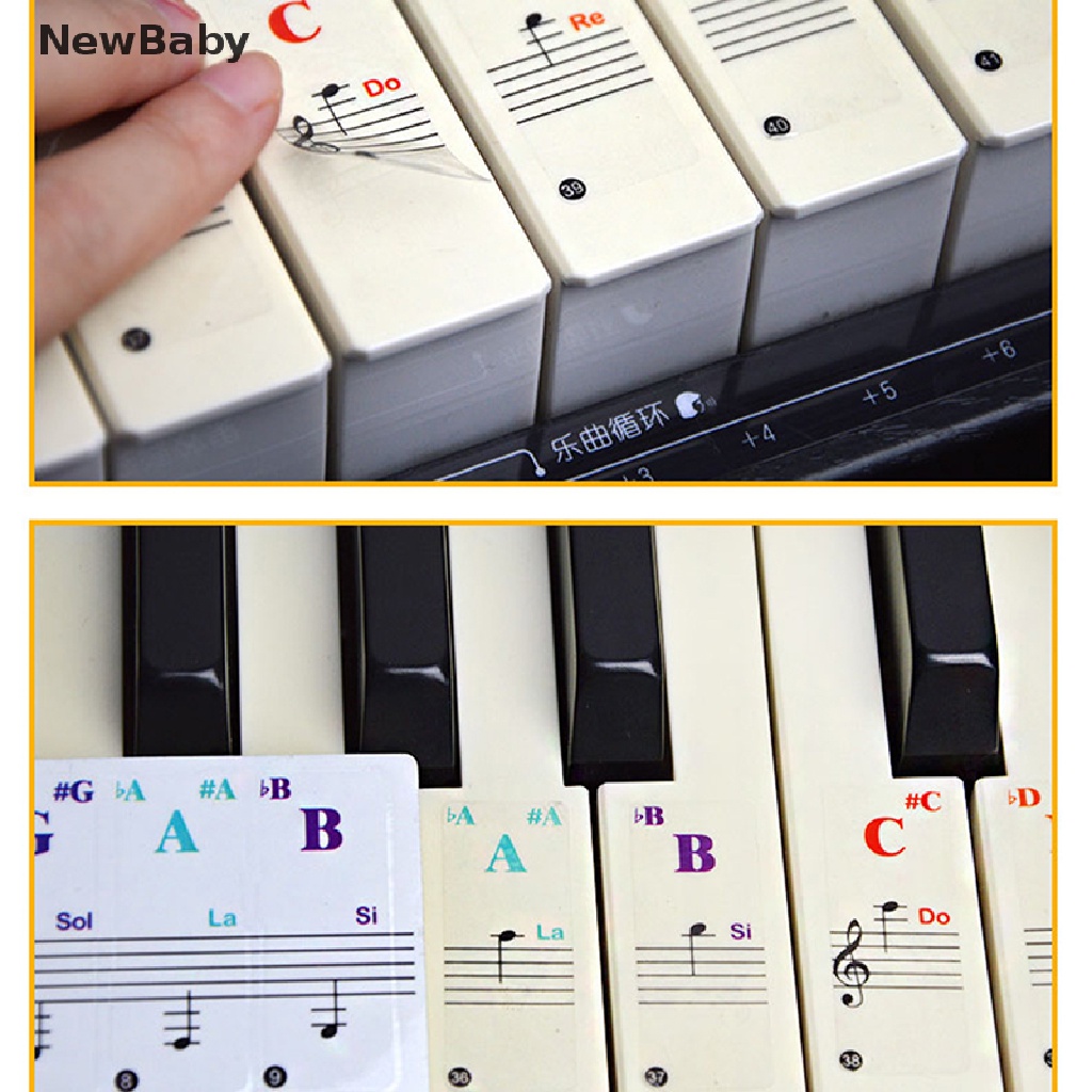 88 / 61 / 54 / 49 / 37 Kunci Stiker Transparan Untuk Keyboard / Piano Bayi