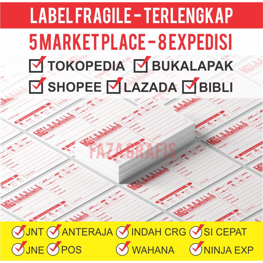 Jual Isi 100 {Terlengkap} Blanko Kertas Label Pengiriman Semua Market ...