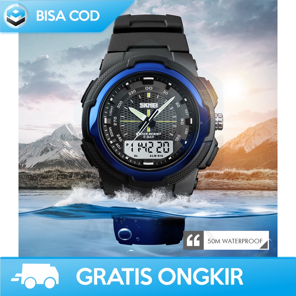 JAM TANGAN PRIA DIGITAL ANALOG SKMEI 1454 WATERPROOF MURAH BERKUALITAS