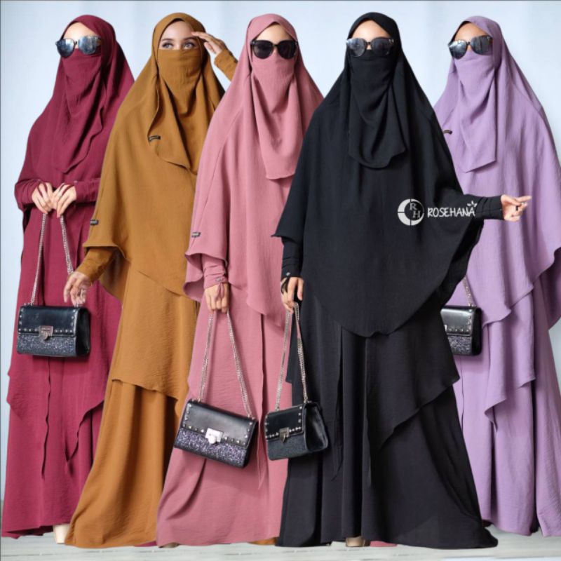 Az Zahra Syari Set bahan Crinkle Airflow Original Product Rosehana Hijab