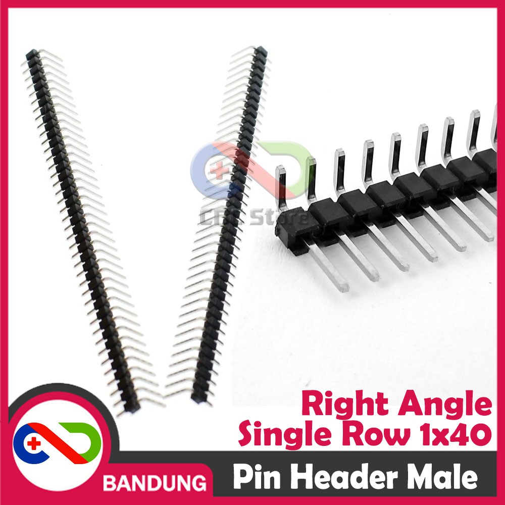 PIN HEADER STRIP MALE SINGLE ROW 1X40 2.54MM RIGHT ANGLE L SHAPE