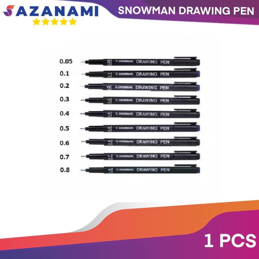 

DRAWING PEN SNOWMAN FT 700 HITAM 0.05 0.1 0.2 0.3 0.4 0.5 0.6 0.7 0.8
