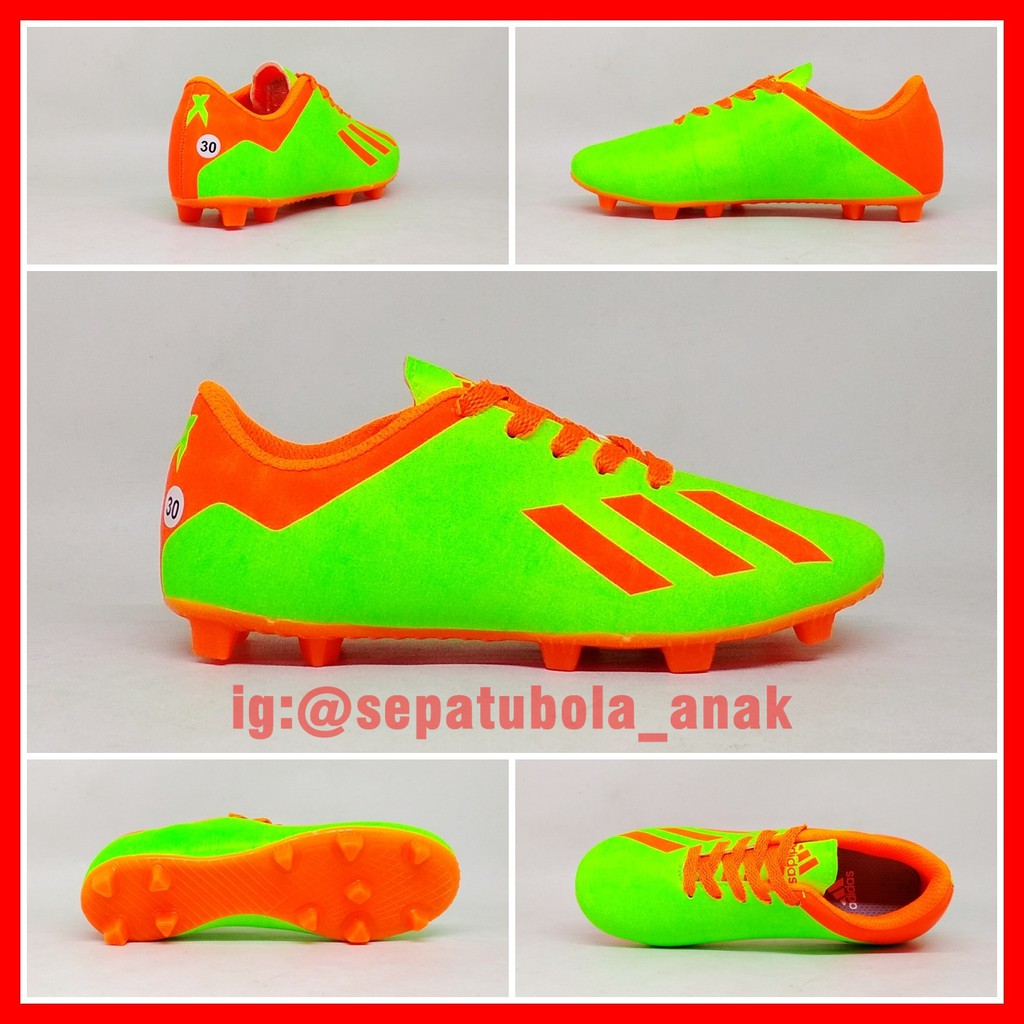 Sepatu Sepak Bola Anak Adidas X 18+ Hijau Orange Baby