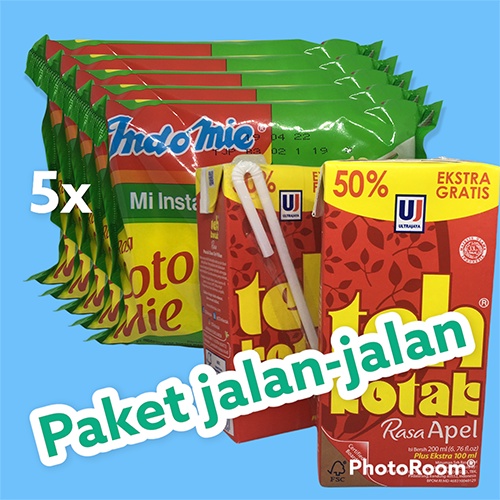 

paket mie instan indomie rasa soto mie dan teh kotak rasa apel