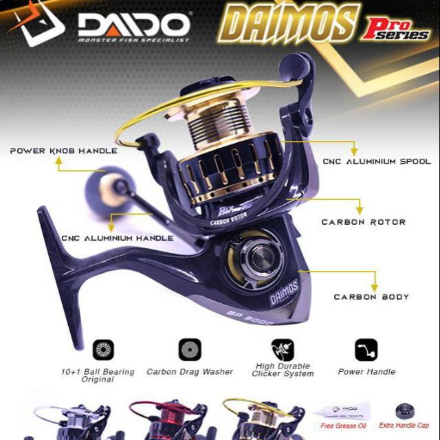 Reel pancing power handle daimos pro series 1000 2000 3000 4000 6000 murah laris semarang