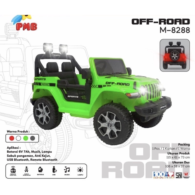 MOBIL AKI MAINAN ANAK JEEP OFF-ROAD PMB M-8288 M8288 M 8288-3