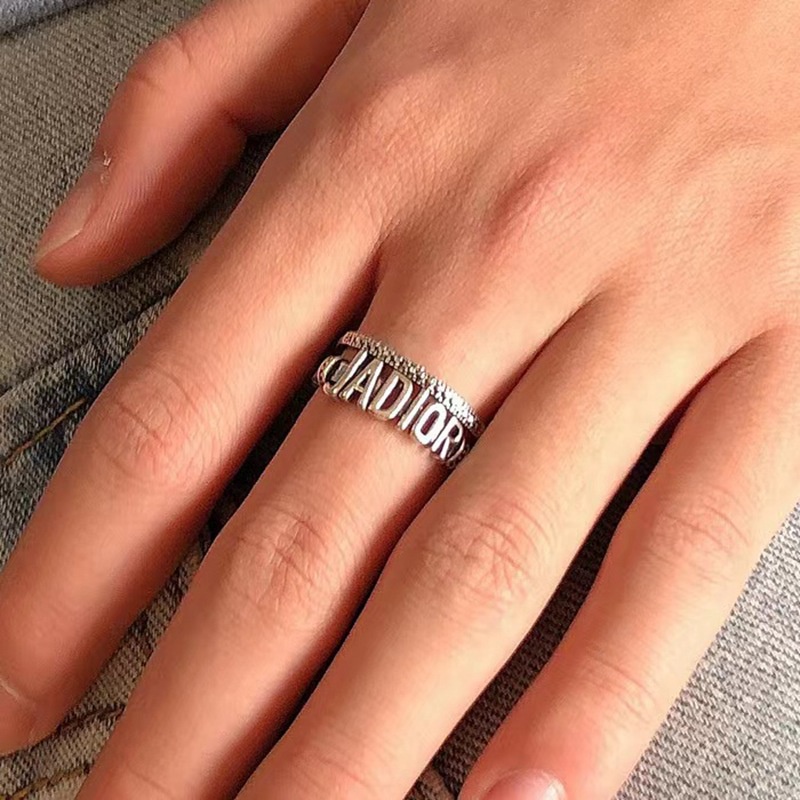 Cincin Model Terbuka Motif Tulisan Gaya retro Eropa Amerika Untuk Pria Dan Wanita