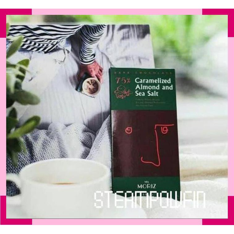 

Vel Moriz Caramelized Almond Sea Salt Dark Chocolate 75% Cokelat Cokla
