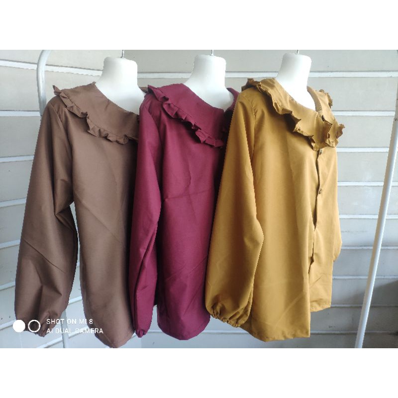 KEMEJA WANITA POLOS KEKINIAN KOREA STYLE TANGAN BALON/BAJU LILY LENGAN BALON