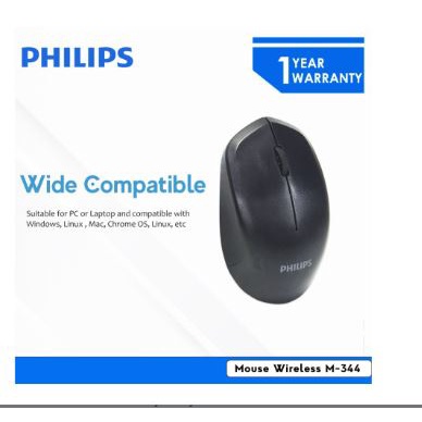 Mouse philips wireless 2.4ghz optical 1600dpi 3d for office gaming pc laptop m344 m-344 spk7344