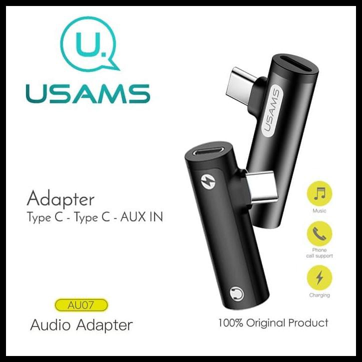 Usams Au07 T Shape Adapter Usb Type C To Audio 3.5Mm