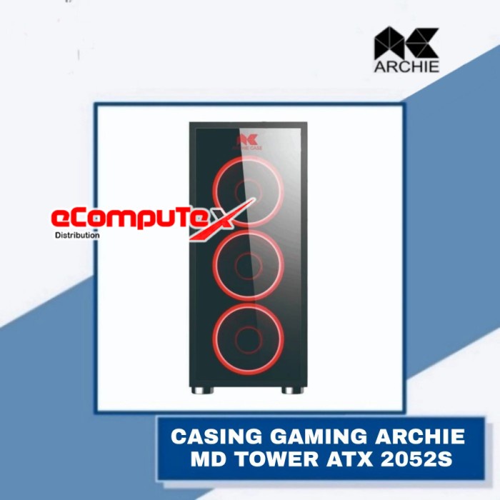 CASING PC KOMPUTER GAMING ARCHIE MD MID TOWER ATX 2052S / 2052 S CASE TAMPERED GLASS