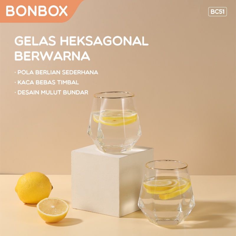 Bonbox Tumbler Diamond Glass Gelas Hexagonal