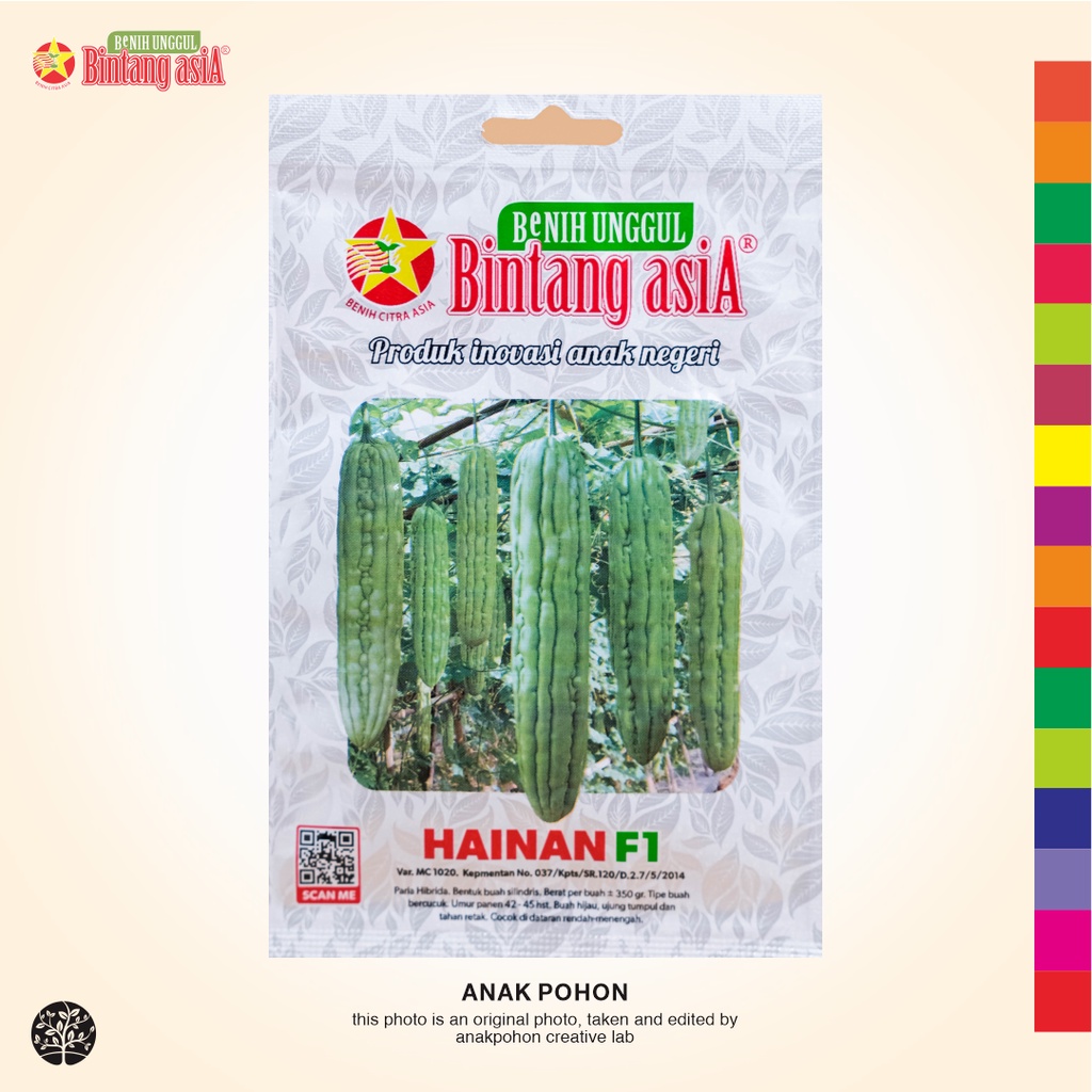 (1 PACK) Benih Paria Hijau HAINAN F1 Pare Hibrida Seeds - BINTANG ASIA - 2 GRAM