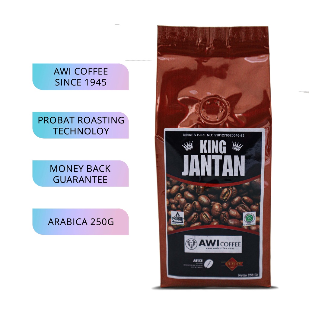 

Awi Kopi King Jantan Peaberry 250Gr Biji | Arabica Roasted Coffee Bean Mandheling Specialty | Lanang