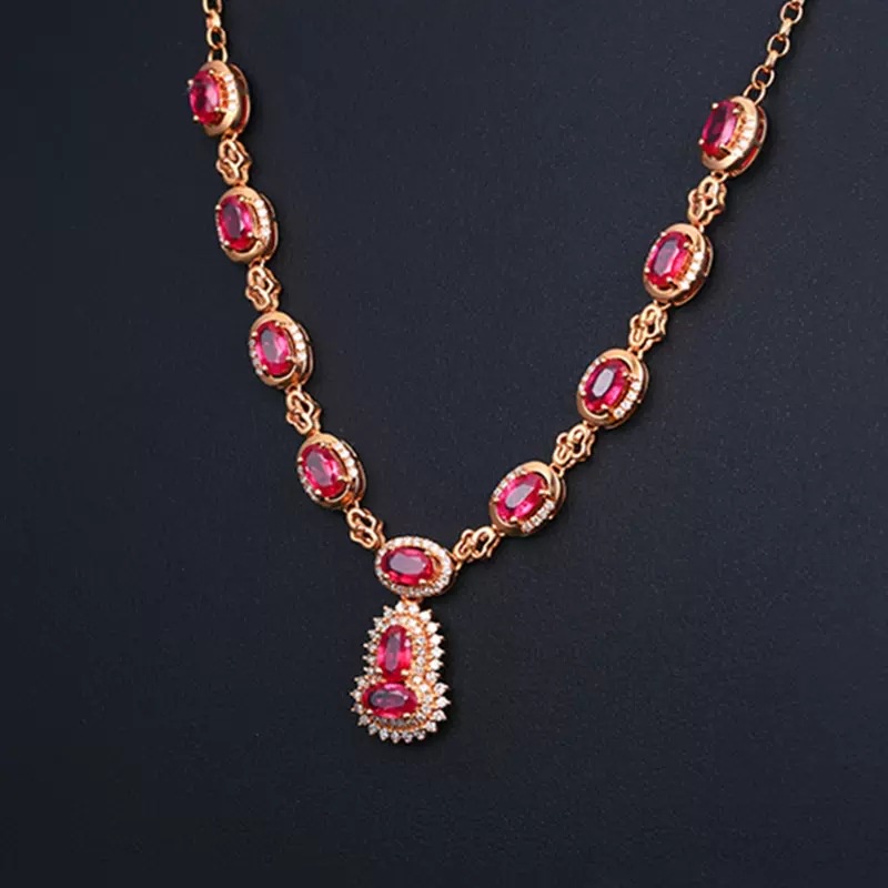 Kalung Ruby Mewah Warna Rose Gold