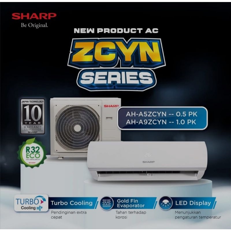 Ac Sharp 1/2pk 5UCY/UCYN/ZCYN  STANDARD BASIC + pemasangan ( Sidoarjo Surabaya Gersik Mojokerto )