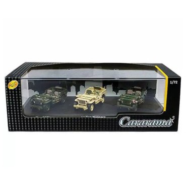 Cararama 1/72 - 3PCS Set 1/4 Jeep Willys Tone in Acrylic Case