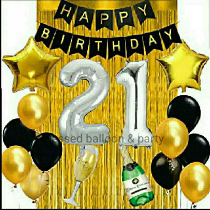 Balon ulang tahun gold / balon dekorasi set / balin foil / balon ulang tahun