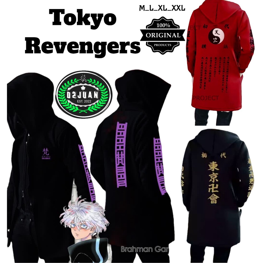 Jaket Jubah Anime Tokyo Revengers TOUMAN,TENJIKU,BRAHMAN M L XL XXL Full Katun