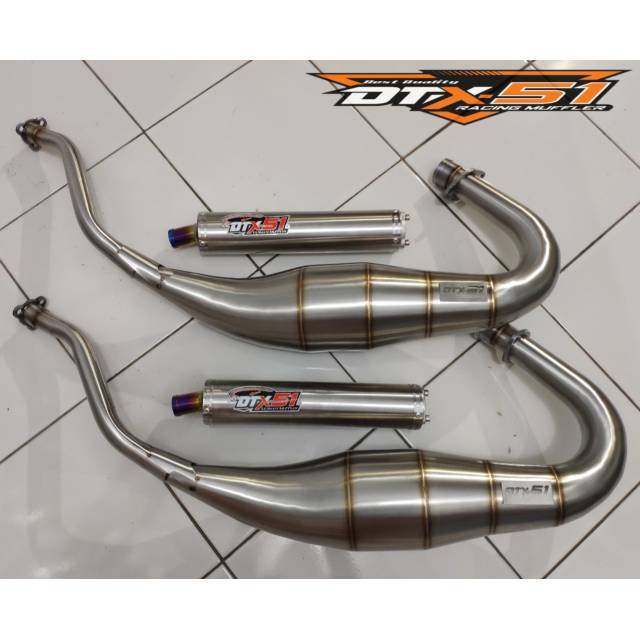 Knalpot racing stainles cobra type leher pres racing motor kawasaki 150 150cc 2 tak original dtx51