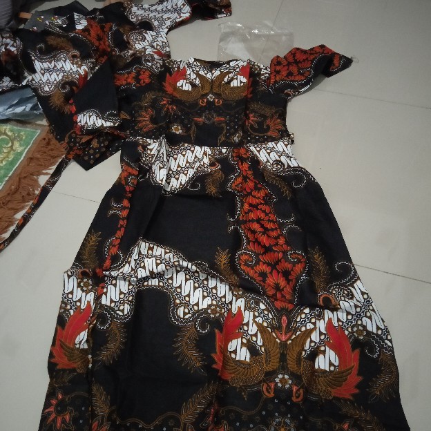 Batik Couple Keluarga Sania Ruffle Ori Ndoro Jowi Dnt Motif Kembang Langit