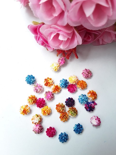 Resin Bunga Bucket sembur 11mm isi 10pcs Bahan Craft Tasbih Swarovski Aksesoris