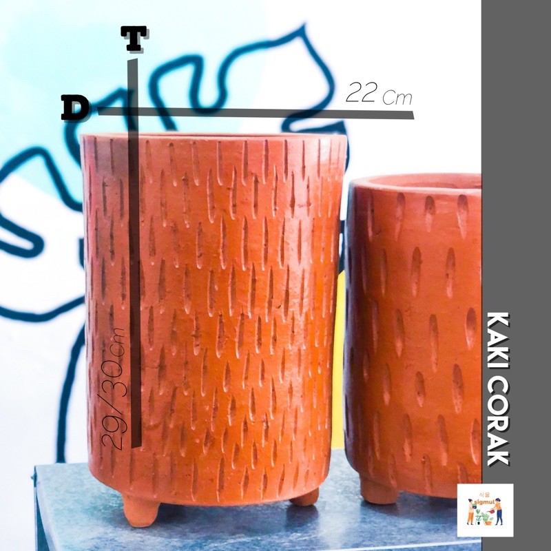 Pot Terakota / Pot Gerabah / Pot Teracotta / Tanah Liat Kaki Corak