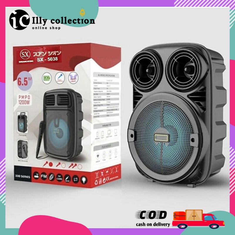 Speaker Bluetooth Aktif Portabel Grand Power SX-5038 Free Mix Karaoke 6,5inc