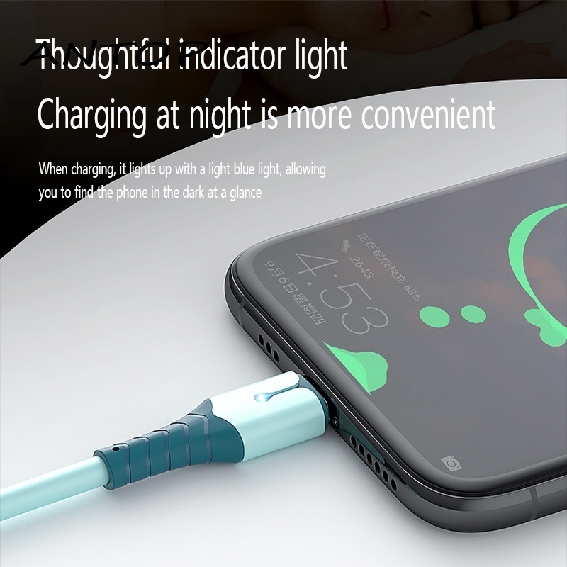 Kabel Data / Charger Usb Bahan Silikon Dengan Lampu Untuk Iphone / Ipad / Airpods ANTOP