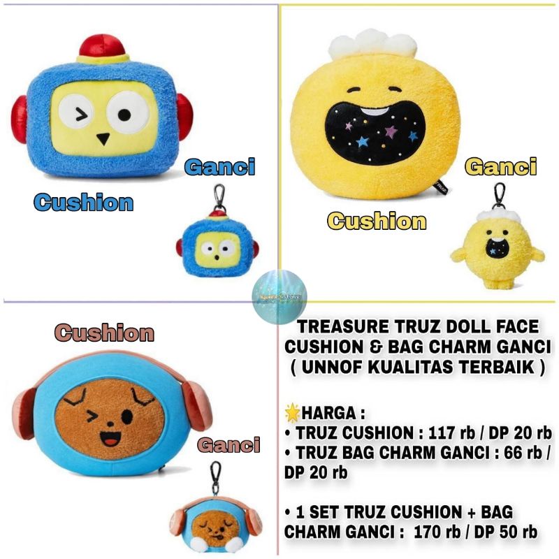 [ DP ] TREASURE TRUZ DOLL FACE CUSHION & BAG CHARM GANCI HIKUN PODONG MATETSU