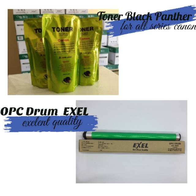 Paket hemat fotocopy toner black panther and opc drum exel