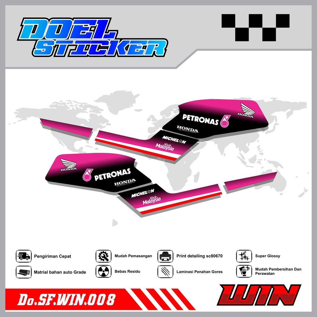 STICKER STRIPING WIN 100 - STICKER STRIPING LIST VARIASI HOLOGRAM , CROME WIN 100 DOEL 008